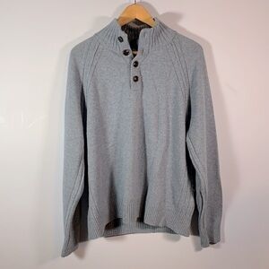 Banana republic mens size large blue wool 3/4 button up sweater Italian yarn